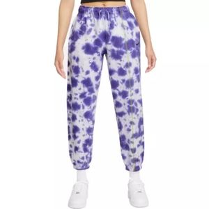 Nike Women's Sportswear Fleece Tie-Dye Purple White Sweat Jogger Pants
